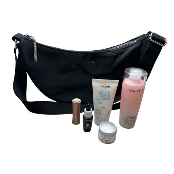 LANCÔME Black Shoulder Bag with Skincare Set